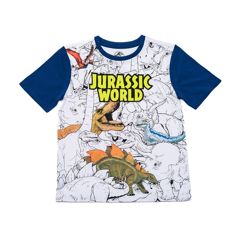 Jurassic World T-shirt bleu à manches courtes pour garçon