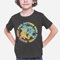 La Pat'Patrouille T-shirt de base pour garçon. Ce t-shirt à col rond pour garçons a des manches courtes et un imprimé tendance et