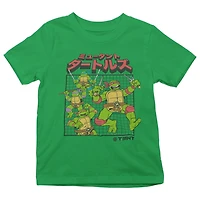 Teenage Mutant Ninja Turtles T-shirt de base pour garçon. Ce t-shirt à col rond pour garçons a des manches courtes et un imprimé tendance et