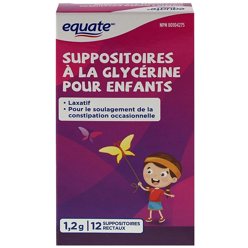 Suppositoires à la glycérin pour enfants Equate 12 Suppositoires rectaux