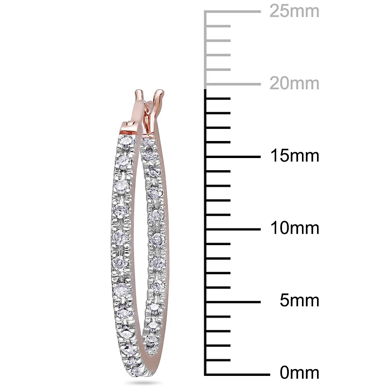 Boucles d'oreilles anneaux Miabella en diamants 0,25 ct poids total en or rose 10K