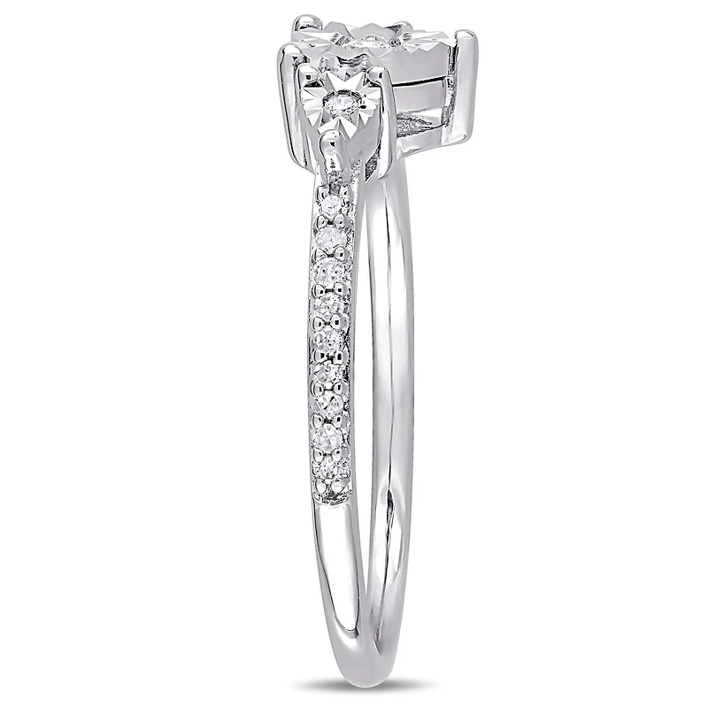 Miabella 1/7 Carat T.W. Diamond Sterling Silver Three-Stone Heart Ring