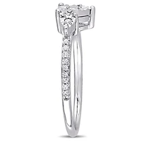 Miabella 1/7 Carat T.W. Diamond Sterling Silver Three-Stone Heart Ring