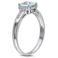 Tangelo 4/5 Carat T.G.W Aquamarine and Diamond-Accent Sterling Silver Ring