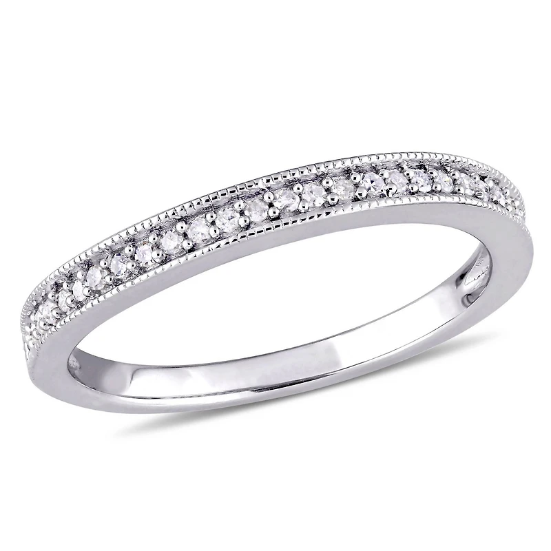 Bague d'anniversaire semi-éternité Miabella avec diamants 1/8 CT poids total en argent sterling