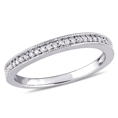 Bague d'anniversaire semi-éternité Miabella avec diamants 1/8 CT poids total en argent sterling