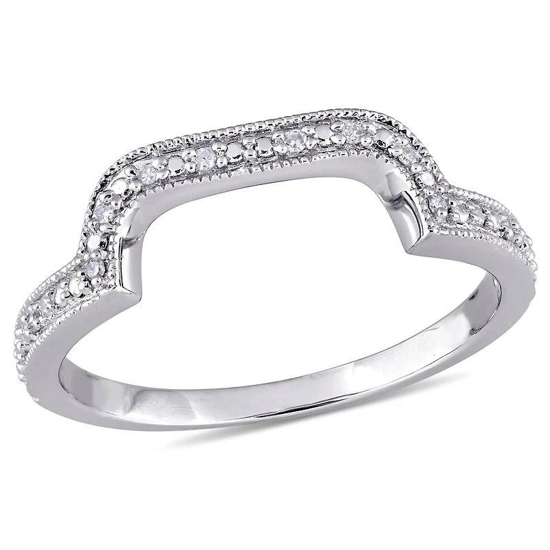 Miabella Diamond-Accent Sterling Silver Curved Anniversary Band