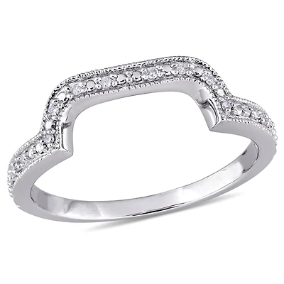 Miabella Diamond-Accent Sterling Silver Curved Anniversary Band