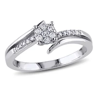 Miabella 1/5 Carat T.W. Diamond 10 K White Gold Bypass Floral Engagement Ring