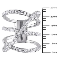 Miabella 2-2/5 Carat T.G.W. White Topaz Sterling Silver Cross-Over Ring