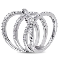 Miabella 2-2/5 Carat T.G.W. White Topaz Sterling Silver Cross-Over Ring
