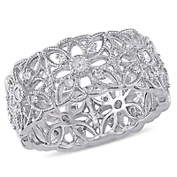 Bague florale rétro Miabella avec diamants 1/3 CT poids total en argent sterling