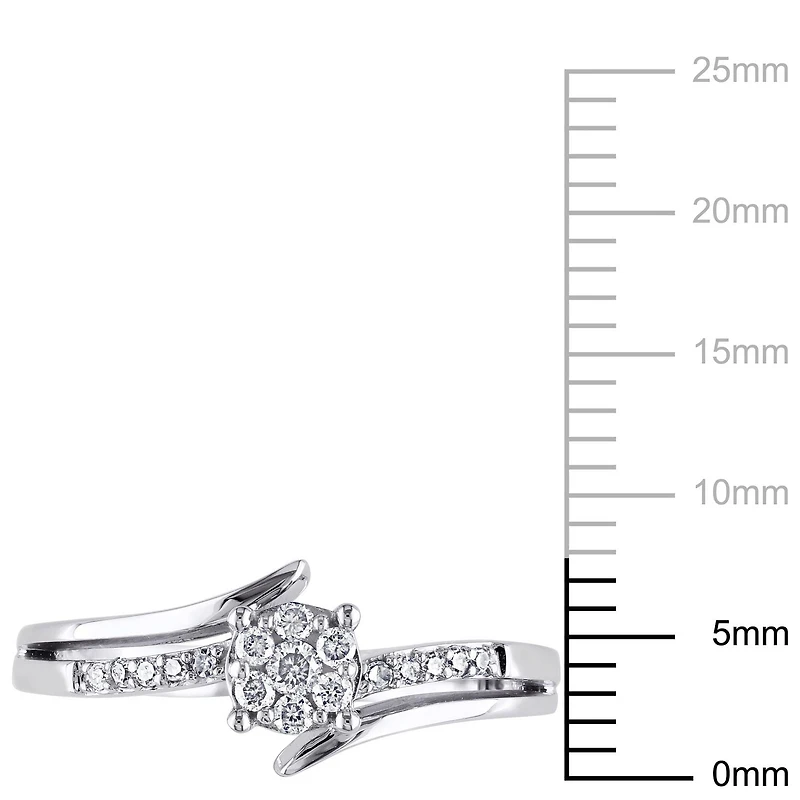 Bague de fiançailles florale Miabella avec diamants 1/5 CT poids total en or blanc 10K