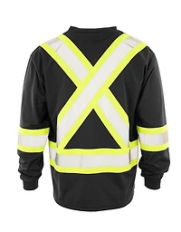 Forcefield Hi Vis V-Neck Long Sleeve Safety Tee, Sizes M-2XL