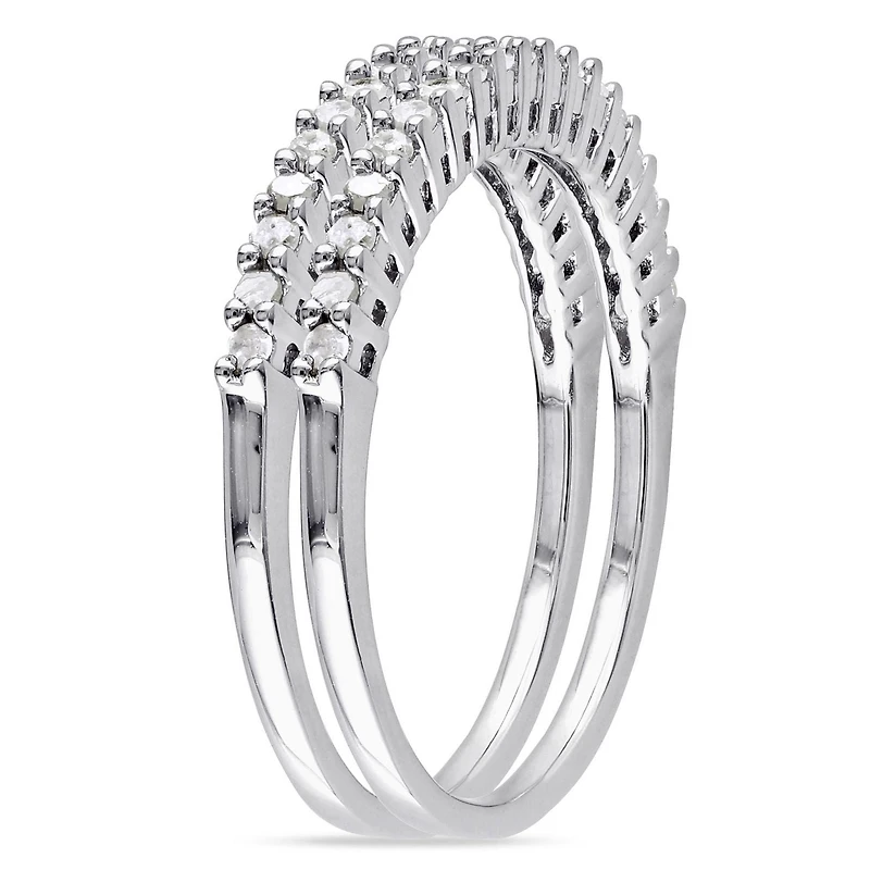 Ensemble 2 pièces de bagues d'anniversaires Miabella avec diamants 1/3 CT poids total en argent sterling