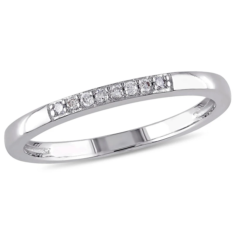 Bague d'anniversaire Miabella avec accents de diamants en argent sterling