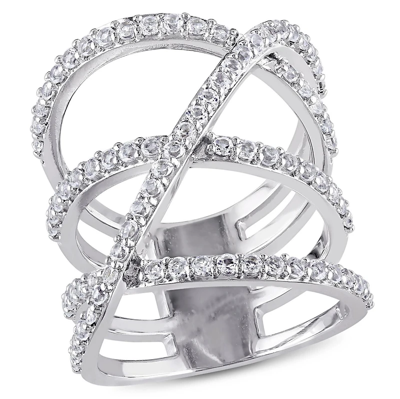 Miabella 2-2/5 Carat T.G.W. White Topaz Sterling Silver Cross-Over Ring