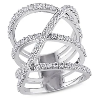 Miabella 2-2/5 Carat T.G.W. White Topaz Sterling Silver Cross-Over Ring
