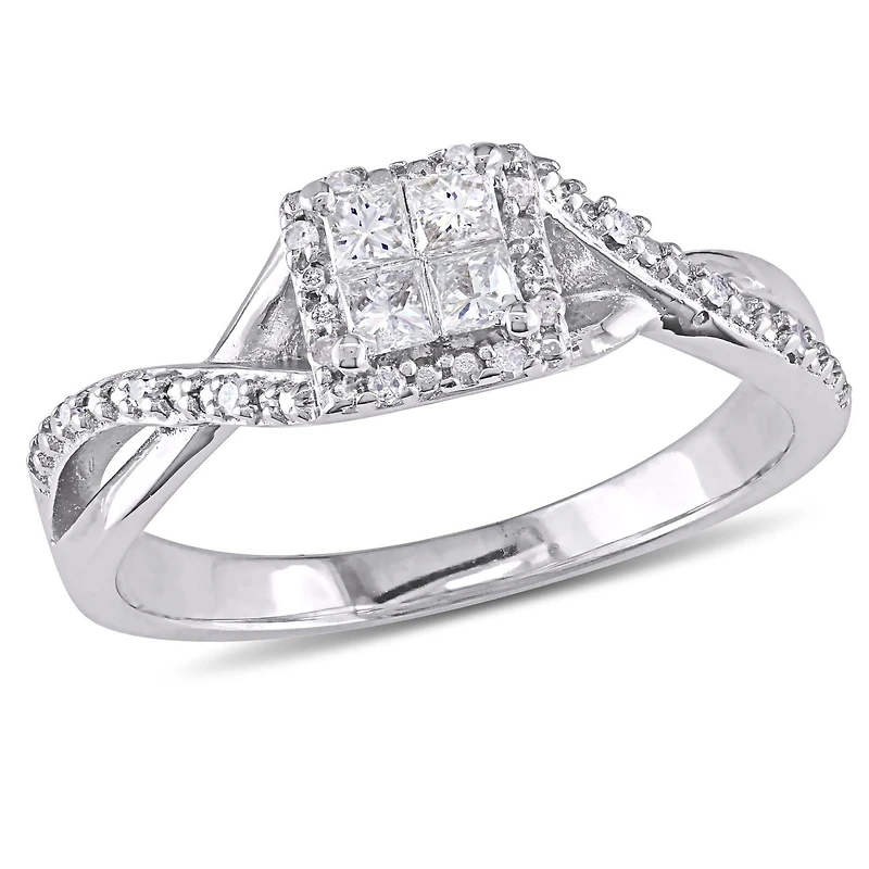 Miabella 1/4 Carat T.W. Diamond Sterling Silver Infinity HALO Engagement Ring