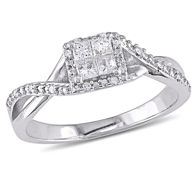Miabella 1/4 Carat T.W. Diamond Sterling Silver Infinity HALO Engagement Ring