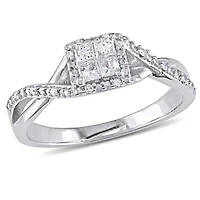 Miabella 1/4 Carat T.W. Diamond Sterling Silver Infinity HALO Engagement Ring