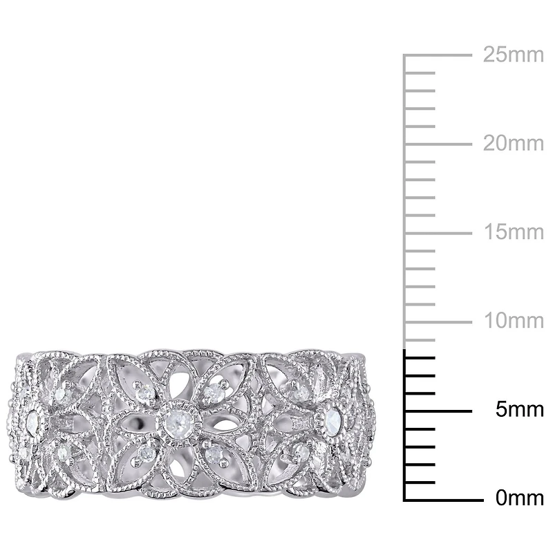 Bague florale rétro Miabella avec diamants 1/3 CT poids total en argent sterling