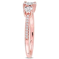 Bague de fiançailles à trois pierres Miabella avec diamants 1/7 CT poids total en argent sterling plaqué rosé en argent sterling