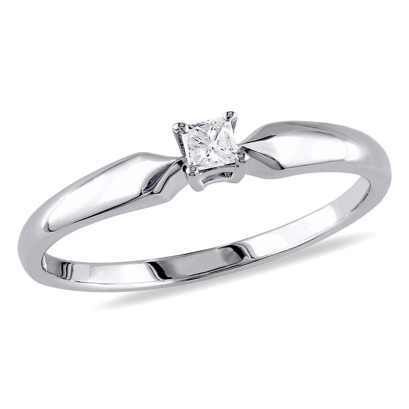 Miabella 1/10 Carat T.W. Princess-Cut Diamond Sterling Silver Solitaire Ring