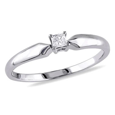Miabella 1/10 Carat T.W. Princess-Cut Diamond Sterling Silver Solitaire Ring