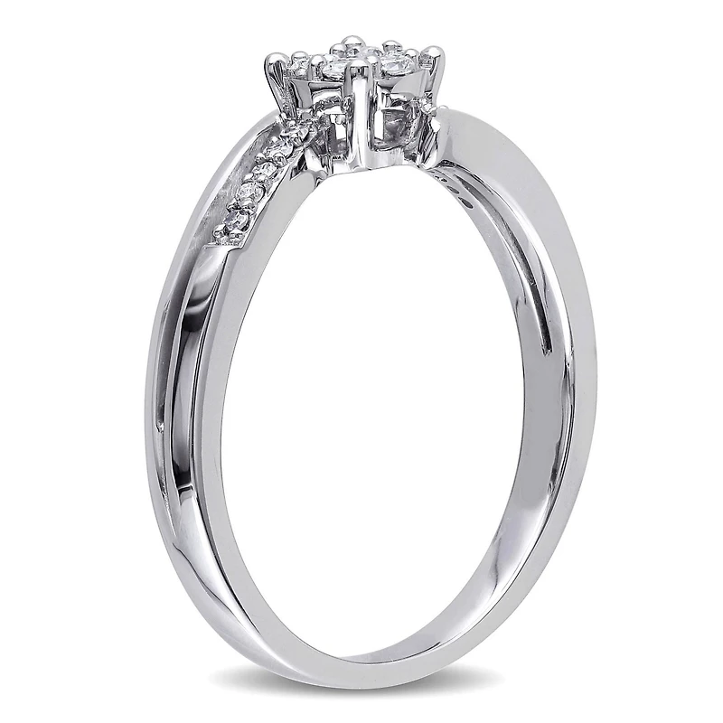 Bague de fiançailles florale Miabella avec diamants 1/5 CT poids total en or blanc 10K