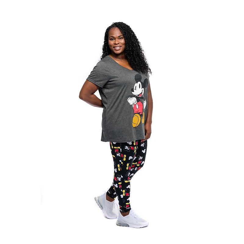 Ladies Plus Disney Mickey Happy Stroll T-shirt à manches courtes et col rond