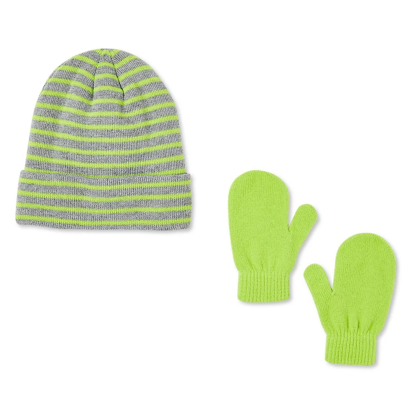 George Toddler Boys' Striped Hat and Mittens 2-Piece Set