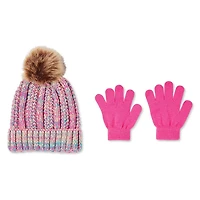 George Girls' Cable Knit Hat and Gloves 2-Piece Set