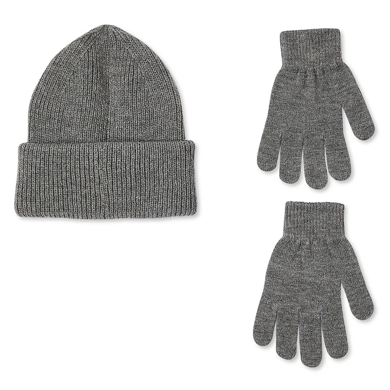 Ensemble 2 pièces tuque avec revers roulé et gants George pour garçons