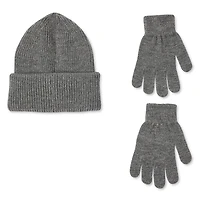 Ensemble 2 pièces tuque avec revers roulé et gants George pour garçons