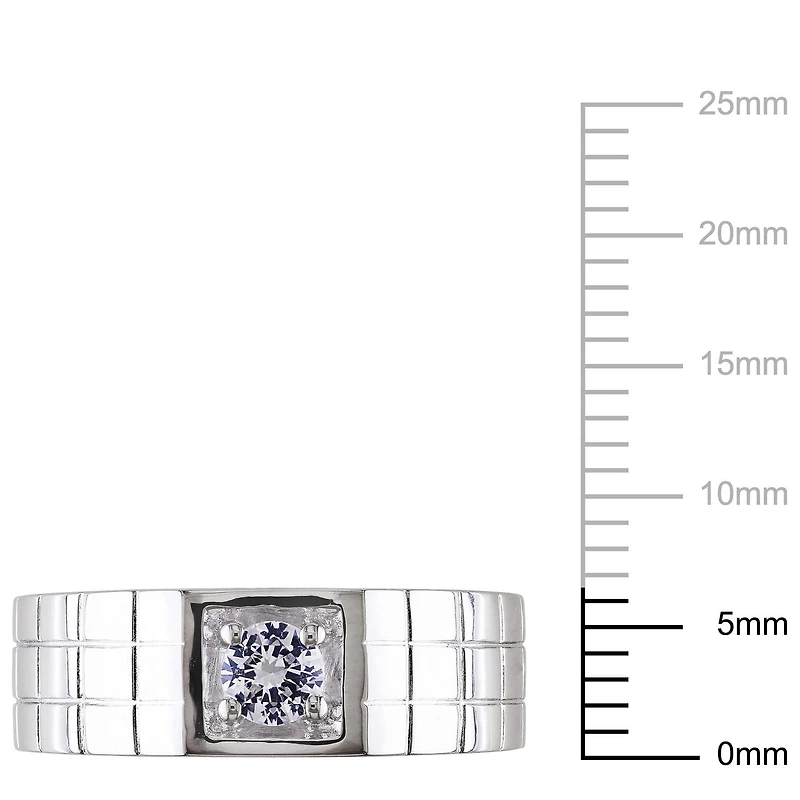 Bague stylisée Miabella pour homme en saphir blanc synthétique 0.33 ct TGW en argent sterling