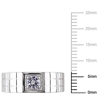 Bague stylisée Miabella pour homme en saphir blanc synthétique 0.33 ct TGW en argent sterling