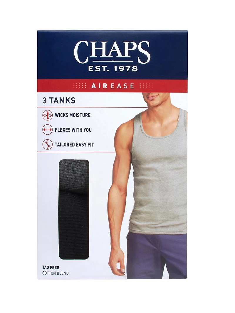 Camisoles assorties pour hommes Chaps, paquet de 3 AUTHENTIQUE, CLASSIQUE, INTEMPOREL