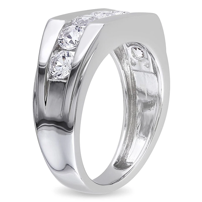 Miabella 1.20 Carat T.G.W. Created White Sapphire Sterling Silver Men's Fashion Ring
