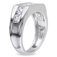 Miabella 1.20 Carat T.G.W. Created White Sapphire Sterling Silver Men's Fashion Ring