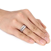 Miabella 1.20 Carat T.G.W. Created White Sapphire Sterling Silver Men's Fashion Ring