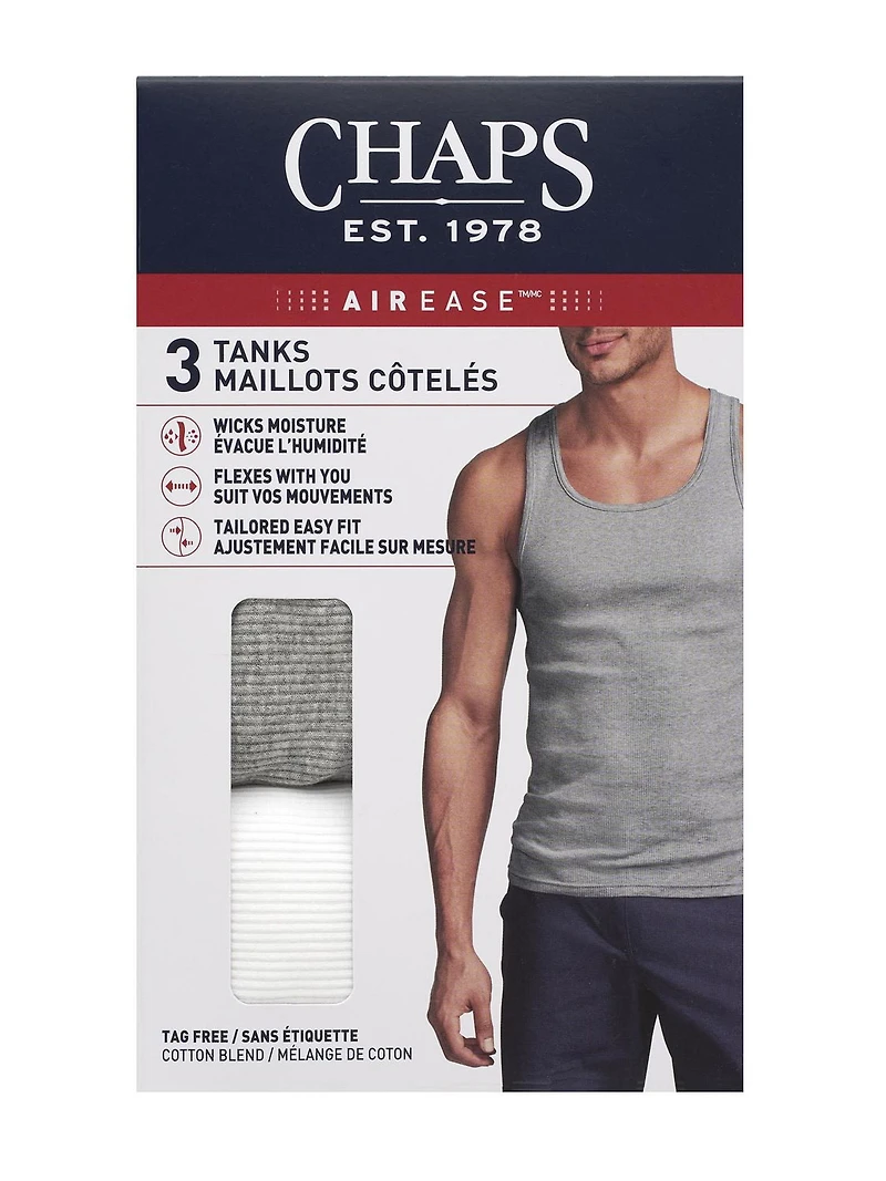 Chaps Men's Assorted Tank Shirt, 3-Pack, AUTHENTIC, CLASSIC, TIMELESS