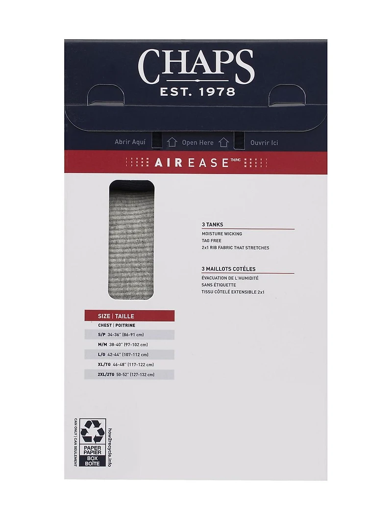 Chaps Men's Assorted Tank Shirt, 3-Pack, AUTHENTIC, CLASSIC, TIMELESS