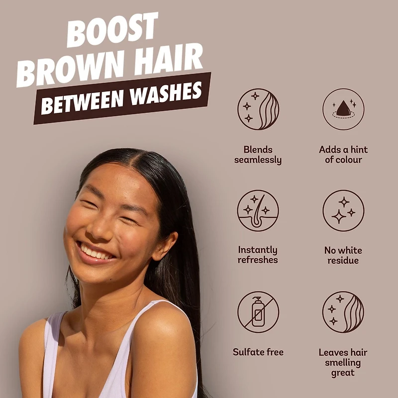 Mini-format de voyage de shampoing sec Plus foncé divin de Batiste Batiste 50 mL, Cheveux brun foncé