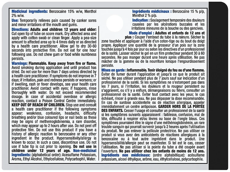 Gel Orajel pour ulcérations buccales 9.5 g