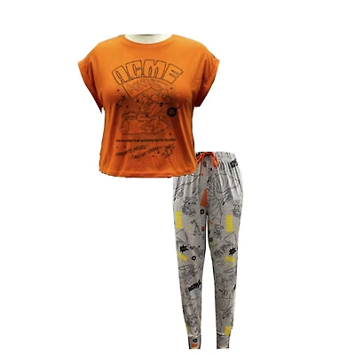 Ensemble de nuit 2 pièces Acme Coyote Looney Tunes pour femmes Tailles: TP-TG