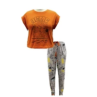 Ensemble de nuit 2 pièces Acme Coyote Looney Tunes pour femmes Tailles: TP-TG