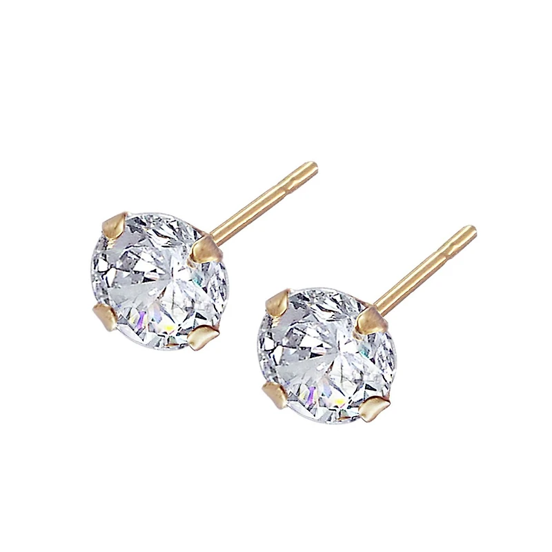 Luxury Design boucles d’oreilles en or jaune 10K avec zircone cubique 5mm