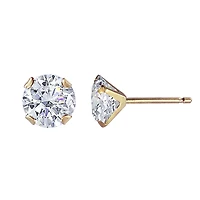 Luxury Designs 10K Yellow Gold 5mm Cubic Zirconia Stud Earring