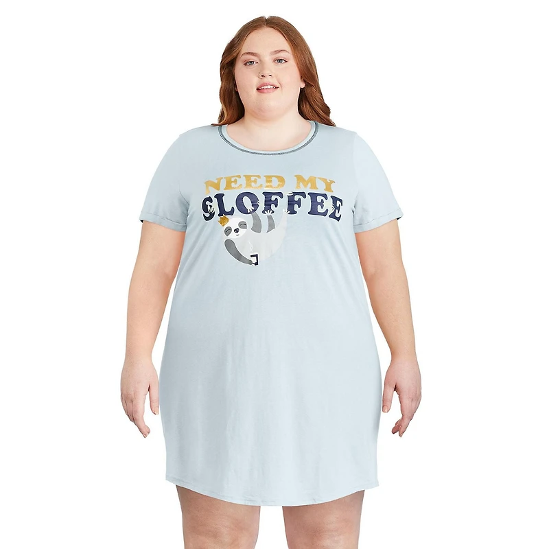 Chemise de nuit à manches roulées George Plus pour femmes